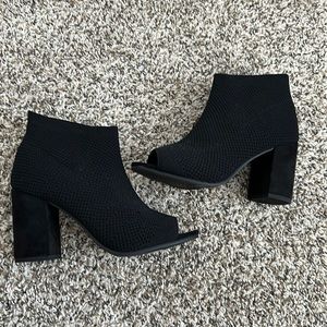 Black open toe booties!